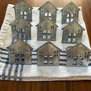 Pier One 1 Imports House Napkin Rings Metal Tin 9 Total